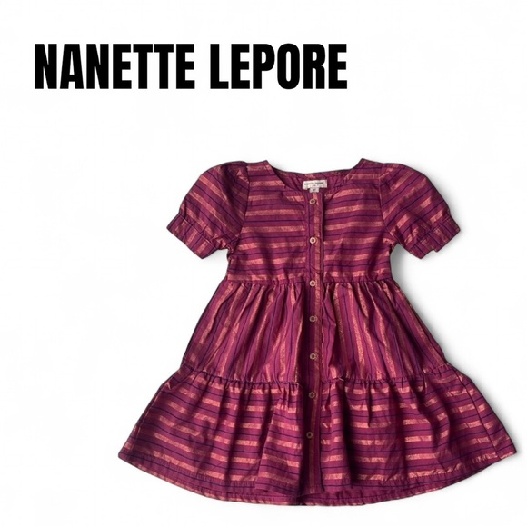 061 Nanette Lepore Burgundy/Rose Gold Dress - Picture 1 of 9